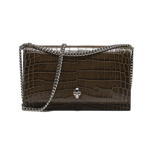 Alexander McQueen/亞歷山大麥昆 【22春夏新款】 女士皮革手提單肩斜挎包鏈條包手拿包中號(hào) 630266 1HB0I