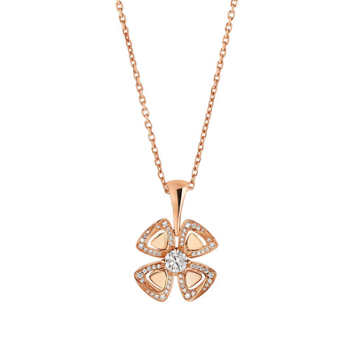 BVLGARI/寶格麗 FIOREVER系列 18K金玫瑰金花朵鑲有鉆石的項(xiàng)鏈 356223