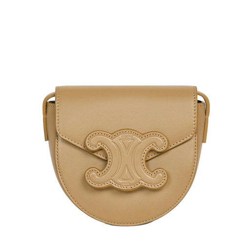 CELINE/賽琳 22新款BESACE CUIR TRIOMPHE系列 女士迷你橄欖色光滑牛皮革單肩斜挎包10J303DPQ.31OV