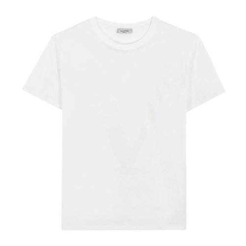 Valentino/華倫天奴 男士白色棉質(zhì)圓領(lǐng)短袖上衣半袖T恤 VV3MG10V-73U-0YD