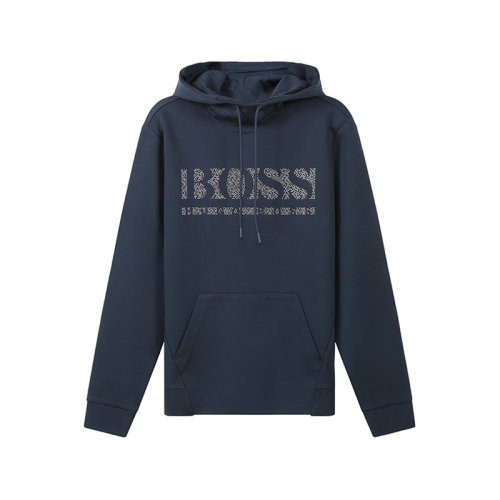 HUGO BOSS/雨果博斯 男士棉/滌綸連帽衛(wèi)衣運(yùn)動(dòng)衫像素化徽標(biāo)圖案 50456422