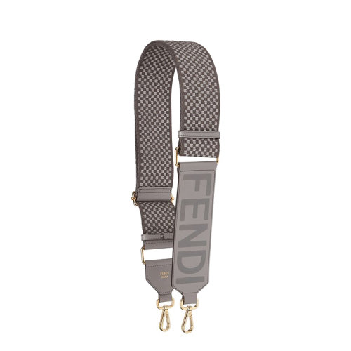 FENDI/芬迪 20  STRAP YOU系列 女士灰色編織織物灰色小牛皮Fendi徽標(biāo)肩帶8AV156ADLBF1FNL