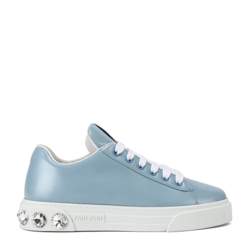 MiuMiu/繆繆 天藍(lán)色 女士仿水晶裝飾皮革運(yùn)動(dòng)鞋 5E643C_XUW_F0012_F_005
