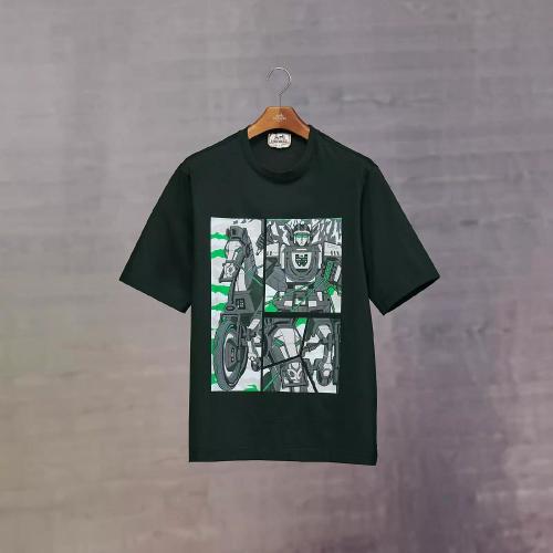  HERMES愛馬仕 22年秋冬 男士 短袖T恤 T-shirt imprime ??Mega Chariot?? H267820HA2HXL