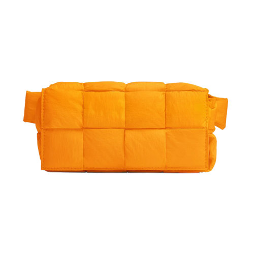 Bottega Veneta/葆蝶家 22新款 男士迷你橙色尼龍翻蓋磁扣開合腰包679763VBO807004