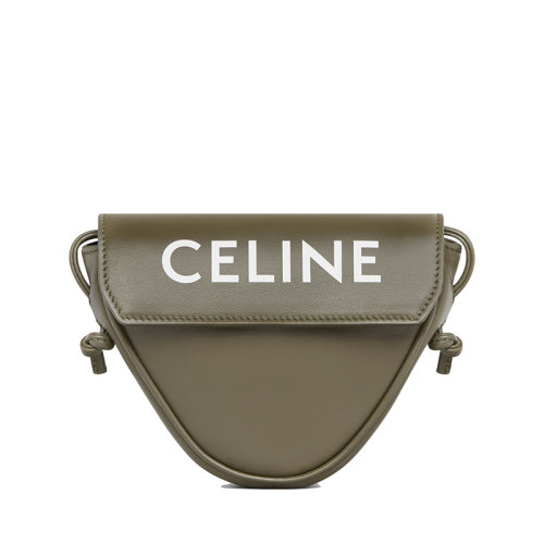 CELINE/賽琳 22春夏新款 男士迷你深橄欖色光滑牛皮革翻蓋三角形手拿單肩斜挎包10I193DVL.31DO