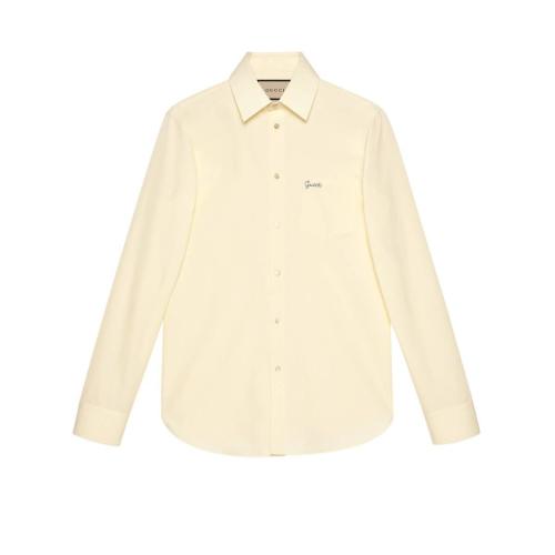  GUCCI古馳 22年秋冬 男士 飾Gucci字樣府綢正裝襯衫 659895 ZAG0T 7109