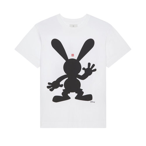 Givenchy/紀(jì)梵希 22年秋冬新款 迪士尼聯(lián)名系列 男女同款白色純棉奧斯華印花短袖T恤BM71ED3Y6B-100