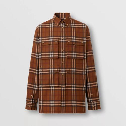  BURBERRY 22年秋冬 男士 朦朧格紋棉質(zhì)襯衫 80610581