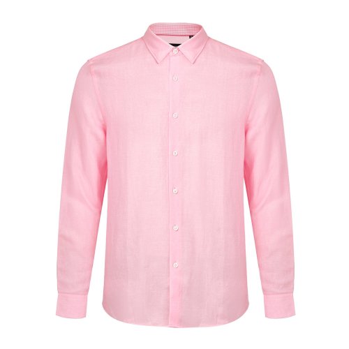 DIDIBOY/迪迪博邇粉紅色男士長(zhǎng)袖襯衫清爽干凈單品商務(wù)休閑必備