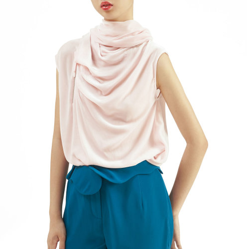 nisiss/怡夕連肩飄帶飾無(wú)袖絲絨上衣女裝定制n176wf01