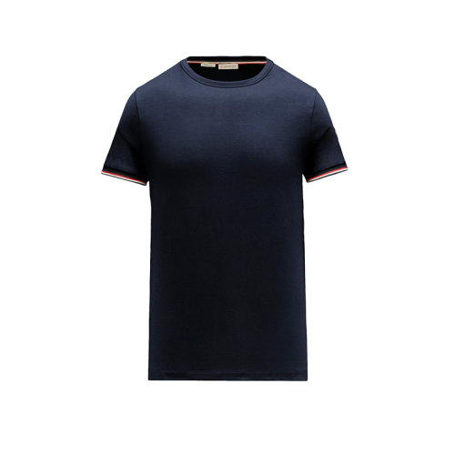 Moncler/蒙克萊 22年秋冬新款 男士午夜藍(lán)色棉質(zhì)混紡三色細(xì)節(jié)短袖T恤H10918C7160087296778