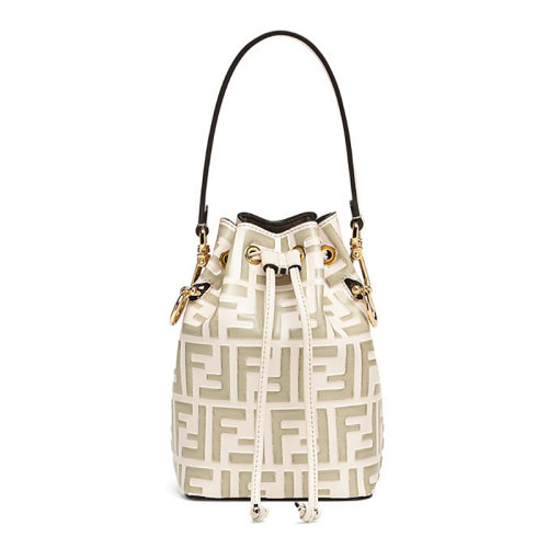 FENDI/芬迪 20 MON TRESOR系列 經(jīng)典老花真皮小水桶小號(hào)單肩包8BS010A659F174X