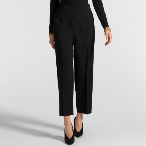 St.John/盛薔黑色羊毛百搭直筒女士休閑褲K81XW11