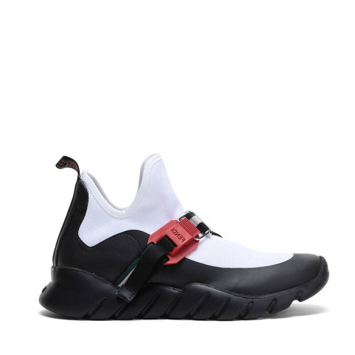 FENDI/芬迪 條紋織帶 男士黑白色織物休閑運(yùn)動(dòng)鞋 7E1215A63XF15V7