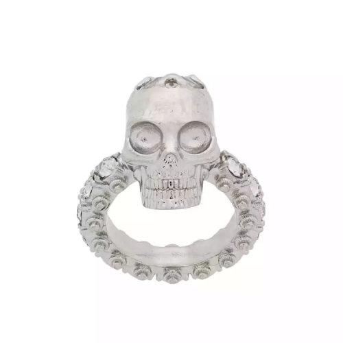 Alexander McQueen/亞歷山大麥昆 女士 銀色金屬時尚戒指/指環(huán) 553675J160N1096