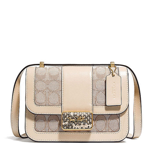 COACH/蔻馳 經(jīng)典標(biāo)志提花織物蛇皮細(xì)節(jié)ALIE18號單肩包織物 牛皮 皮革C3760