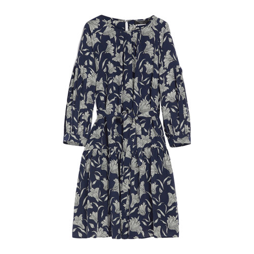 MaxMara/麥絲瑪拉 22年早春新款 MARGIE系列 女士深藍色印花真絲雙縐連衣裙5221082706001