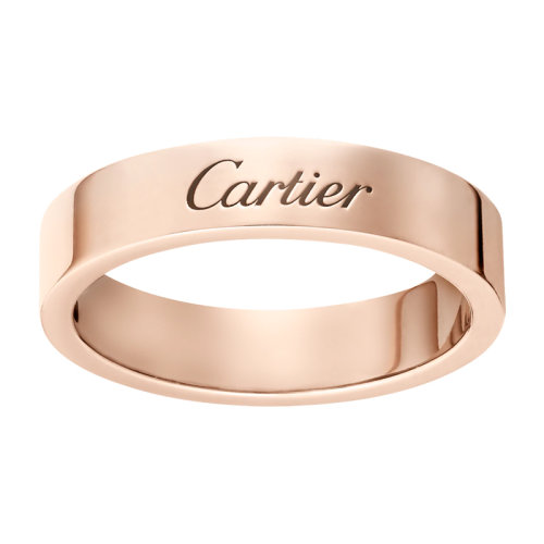 CARTIER/卡地亞 C de Cartier系列 18K金玫瑰金刻字字母結(jié)婚戒指   B4098000