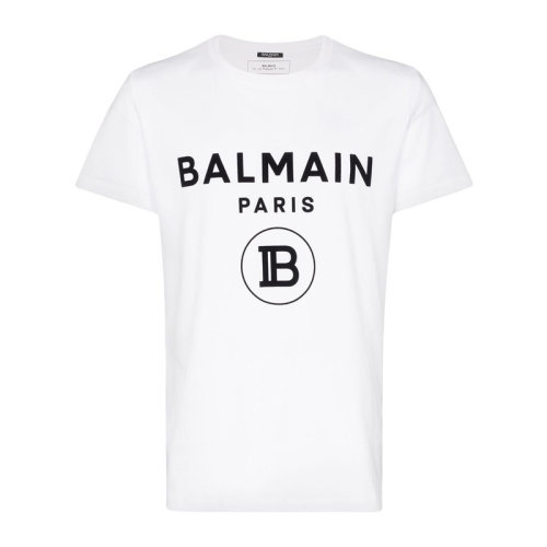 BALMAIN/巴爾曼 男士 服裝  白色棉質(zhì)圓領(lǐng)字母LOGOT恤 男士短袖T恤
