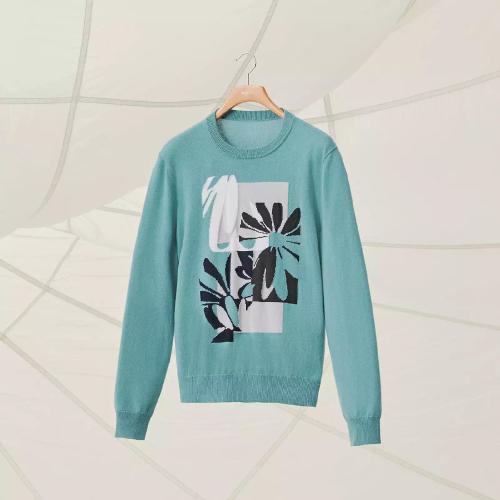  HERMES愛馬仕 22年秋冬 男士 針織衫 Pull col rond cachemire ??Puzzle Floral?? H257010