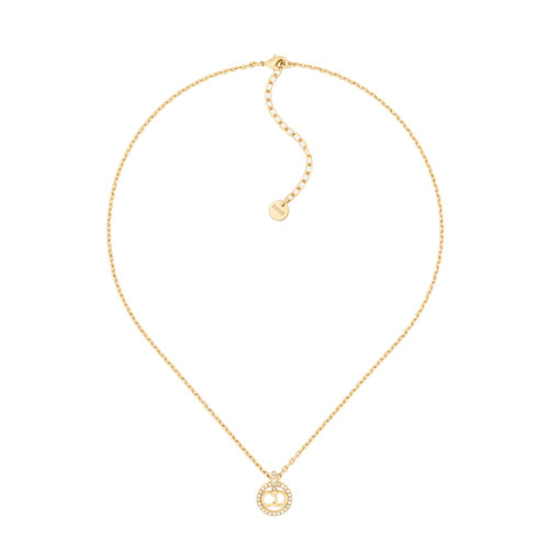 DIOR/迪奧 22新款CLAIR D LUNE系列 女士金色飾面金屬“CD”標志銀色調(diào)仿水晶裝飾項鏈N1709CDLCY_D03S