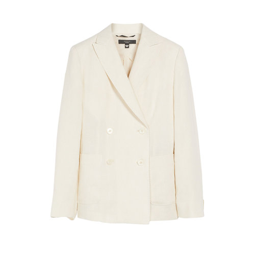 MaxMara/麥絲瑪拉 22年早春新款 FERTILE系列 女士象牙色純亞麻帆布雙排扣西裝外套夾克5041042106015