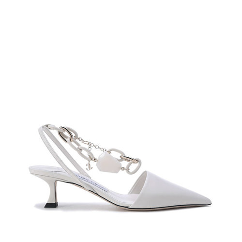 Jimmy Choo/周仰杰【22春夏新款】 女士牛皮腳鏈綴飾尖頭露跟高跟鞋涼鞋 RUE 50 CLF