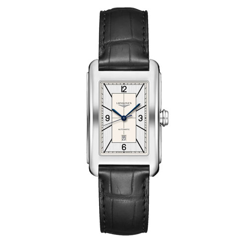  LONGINES/浪琴 黛綽維納系列 女士銀色自動(dòng)機(jī)械精鋼表殼和鱷魚(yú)皮表帶腕表27.7X43.8毫米L5.757.4.73.0