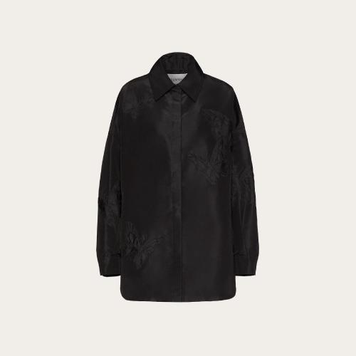  VALENTINO華倫天奴 22年秋冬 女士 罩衫 SURCHEMISE BRODéE EN MICRO FAILLE XB3CIBR14H20NO