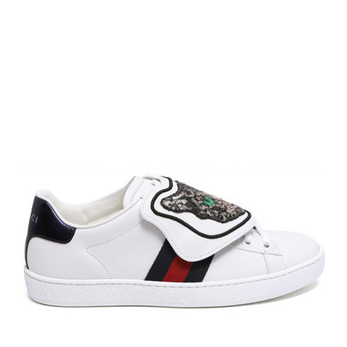 GUCCI/古馳 Ace系列貓頭亮片可拆卸女士牛皮休閑運(yùn)動(dòng)鞋板鞋小白鞋506635 女鞋