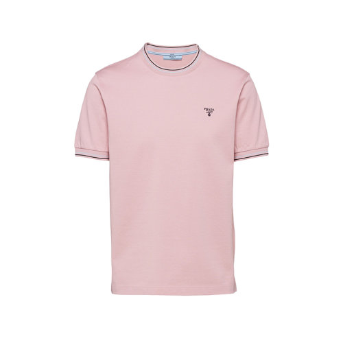 PRADA/普拉達(dá) 22年秋冬新款 男士雪粉色純棉短袖T恤UJN452_1ZMI_F0AL2_S_181