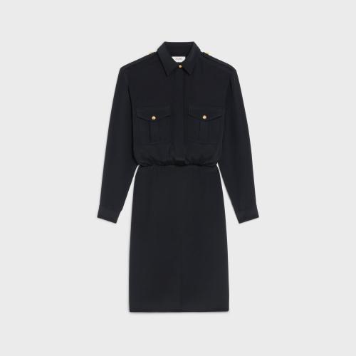  CELINE賽琳思琳 22年秋冬 女士 連衣裙 桑蠶絲織物寬松連衣裙 2R79D010R.38NO