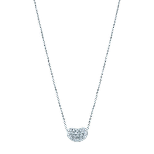 Tiffany & Co./蒂芙尼 22春夏新款Elsa Peretti系列 鉑金950鑲鉆9毫米寬Bean項鏈30347994