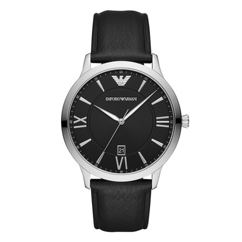 Emporio Armani/安普里奧阿瑪尼手表 皮質(zhì)表帶黑色經(jīng)典時尚商務(wù)男士石英腕表 AR11210