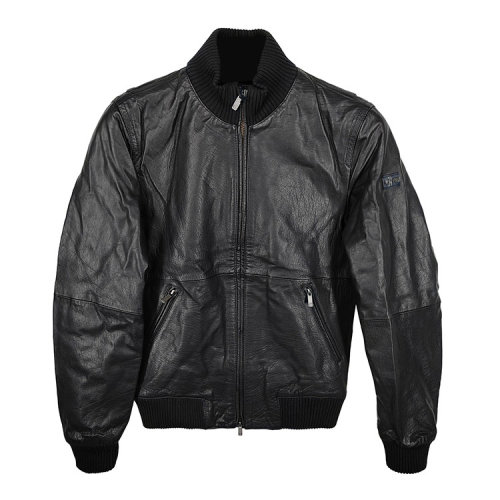 ARMANI JEANS/阿瑪尼牛仔黑色男士皮衣B6B25MC68