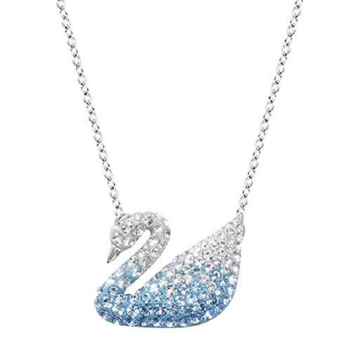 Swarovski/施華洛世奇【王一博海報(bào)同款】經(jīng)典天鵝系列藍(lán)色漸變色仿水晶石大號(hào)Iconic Swan鎖骨鏈吊墜項(xiàng)鏈 5512095