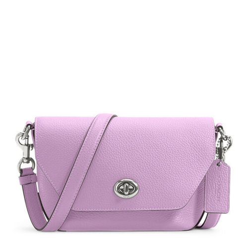 COACH/蔻馳Karlee系列女士純色鵝卵石皮革旋鎖開合單肩包斜挎包郵差包女包 C2815 多色可選