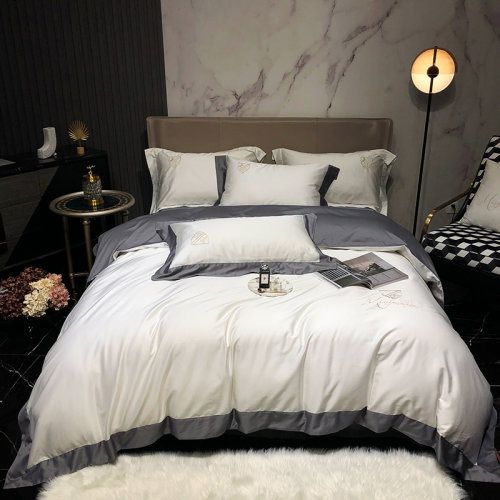 Fantti/芬緹 床上用品100支長(zhǎng)絨棉雙拼刺繡四件套被罩床單被單枕套床蓋