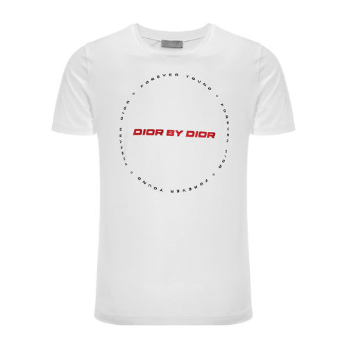 DIOR/迪奧  品牌logo字母裝飾 男士白色棉質(zhì)圓領(lǐng)短袖T恤 863J611W5810089