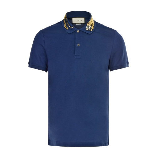 GUCCI/古馳  男裝 服飾 商務(wù)休閑黑色棉質(zhì)男士短袖POLO衫