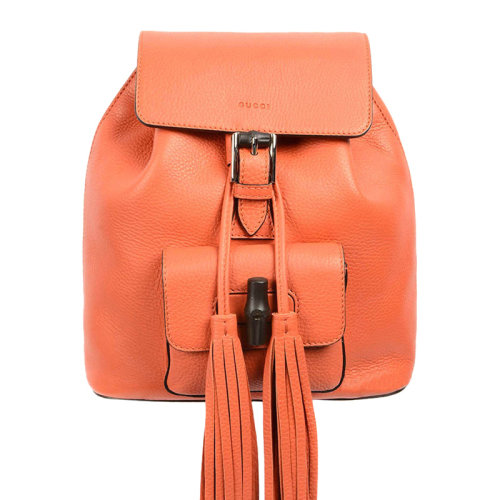 GUCCI/古馳 BAMBOO SAC系列 女士牛皮竹節(jié)流蘇手提雙肩背包