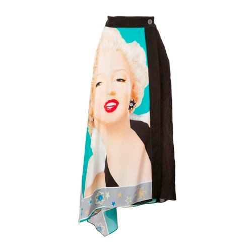 Loewe/羅意威  黑色人像印花不規(guī)則長裙 女士半身裙 S229522 0PO