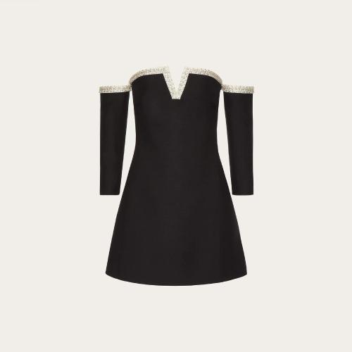  VALENTINO華倫天奴 22年秋冬 女士 連衣裙 ROBE BRODéE EN CREPE COUTURE 1B3VAZD01CF0NA