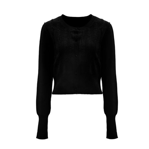 SHOKAY/繡嘉 春夏新品繡晴系列女士針織衫/毛衣短款修身開(kāi)衫針織開(kāi)衫外套