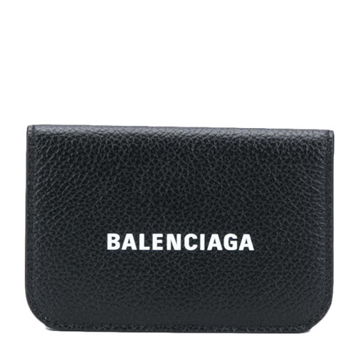 Balenciaga/巴黎世家女士黑色粒面小牛皮經(jīng)典字母徽標(biāo)印花圖案裝飾短款錢夾錢包卡包女包 593813-1IZIM-1090