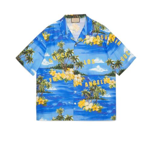  GUCCI古馳 22年秋冬 男士 印花棉質(zhì)保齡球衫 694125 ZAJSR 4464