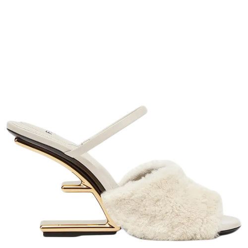 FENDI/芬迪      女士白色羊皮毛細高跟涼鞋8R8212AHGJF0CA4