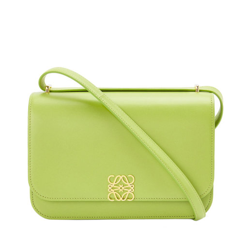 Loewe/羅意威 22春夏新款Goya系列 女士青綠色絲綢牛皮革Anagram封口斜挎單肩包 0010697241