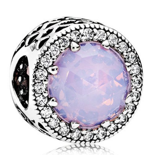 PANDORA/潘多拉 女士乳白光暈粉色閃亮的心女士串珠吊墜 791725NOP